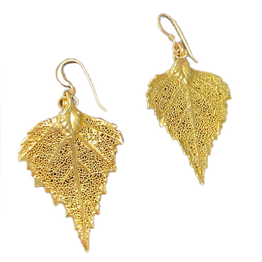 Gold Earrings Leaves